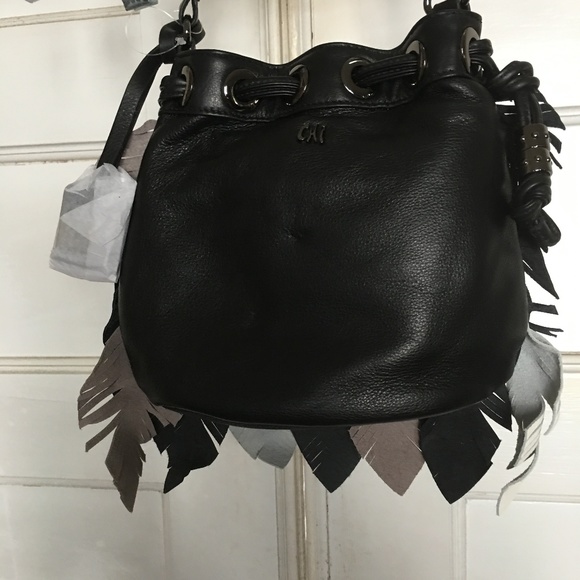 CHI by CARLOS FALCHI "LEAVES " BUCKET HANDBAG NWT - Picture 2 of 8